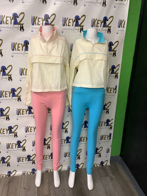 “Spring” 2-Piece Leggings & Long Sleeve Set for Women – White & Pink or Blue