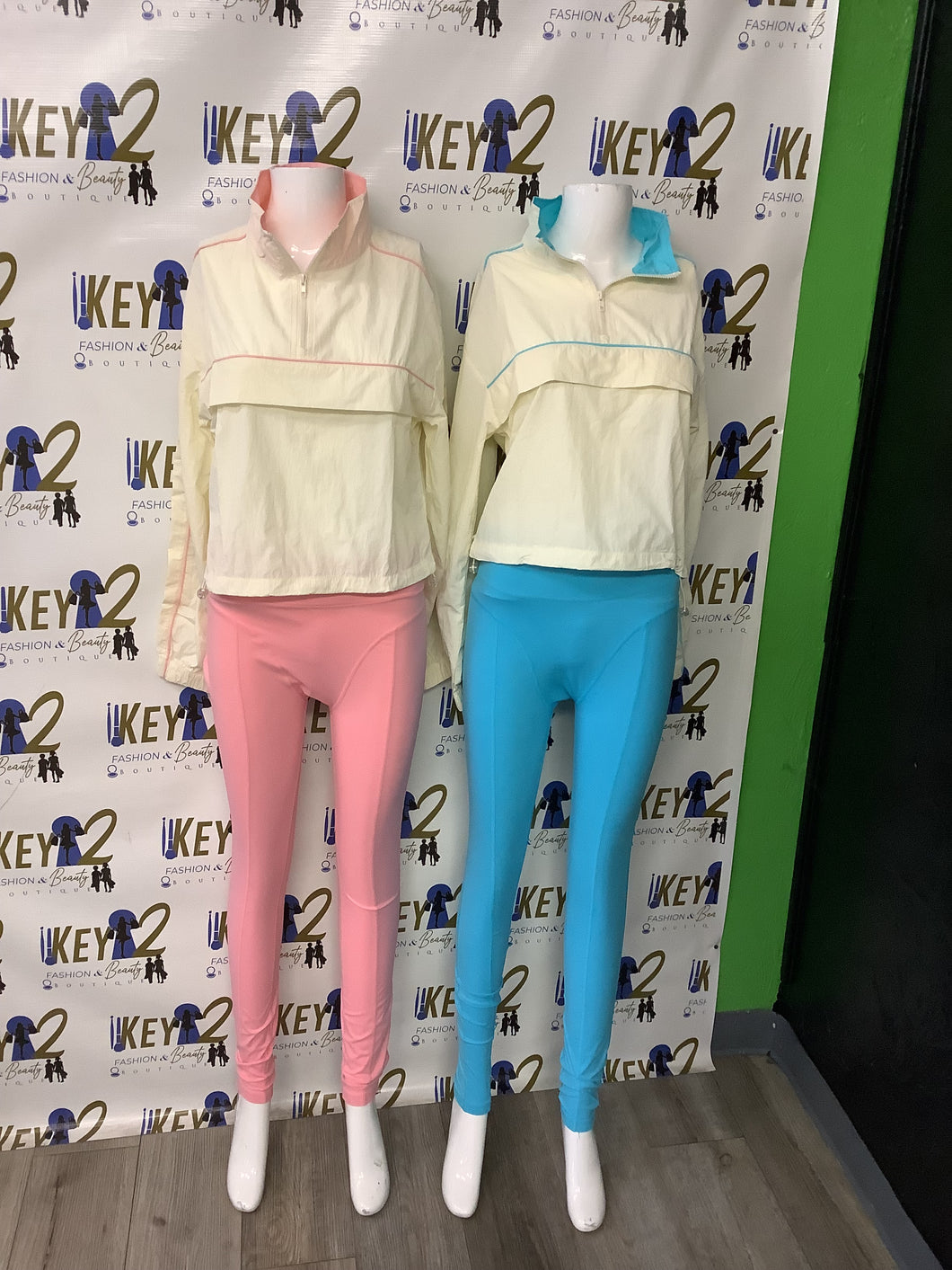 “Spring” 2-Piece Leggings & Long Sleeve Set for Women – White & Pink or Blue