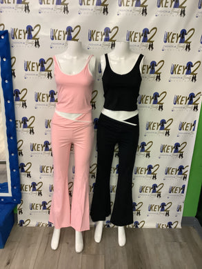 “Lounge” 2-Piece Women’s Set – Sleeveless Top & Lounge Pants (Pink or Black)