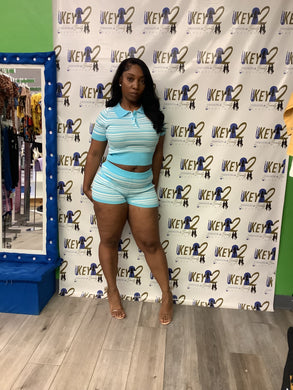 “Burning Blues” 2-Piece Women’s Set – Bold Blue Long Sleeve & Leggings