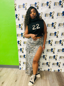 “Army” Long Slit Skirt for Women – Olive Green Camo Maxi Skirt