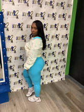 Load image into Gallery viewer, “Spring” 2-Piece Leggings &amp; Long Sleeve Set for Women – White &amp; Pink or Blue