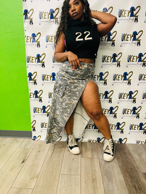 “Army” Long Slit Skirt for Women – Olive Green Camo Maxi Skirt