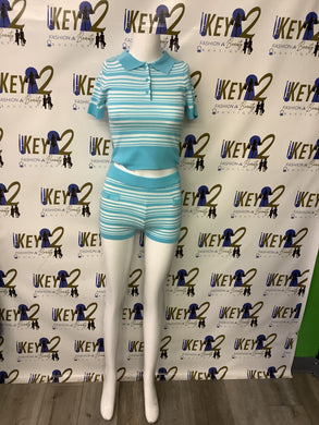 “Burning Blues” 2-Piece Women’s Set – Bold Blue Long Sleeve & Leggings
