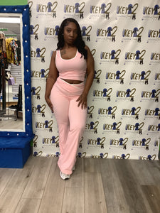 “Lounge” 2-Piece Women’s Set – Sleeveless Top & Lounge Pants (Pink or Black)