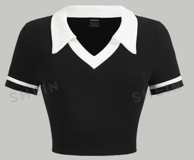 “Black Collar” Cropped Shirt