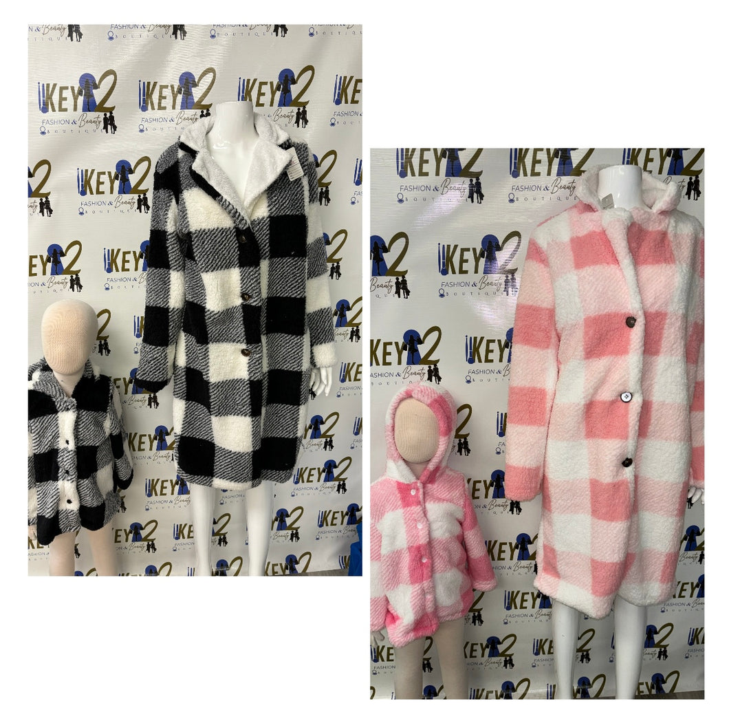 Mommy & Me “Checkers” Fur Jackets – Cozy, Chic, and Perfectly Matched
